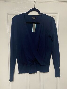 Lety & Me Navy Surplice V-Neck Sweater